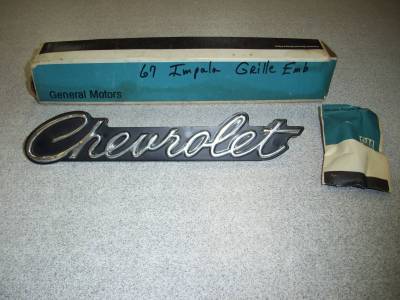 1967 Chevy Passenger Impala "CHEVROLET" Grill Emblem GM# 397067