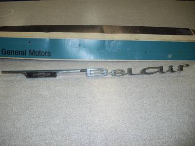 1963 "BEL AIR" REAR QUARTER SCRIPT - NOS GM3831847