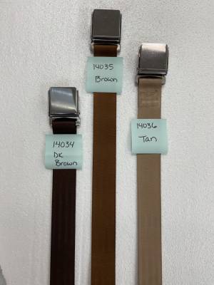 SEAT BELT WITH CHROME LIFT UP BUCKLE - TAN - Image 2